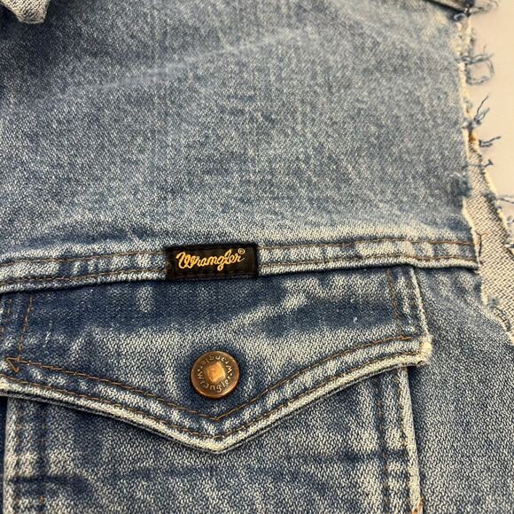 Vintage Y2k Wrangler Blue Western Denim Cut Off Jean Vest - Picture 2 of 5